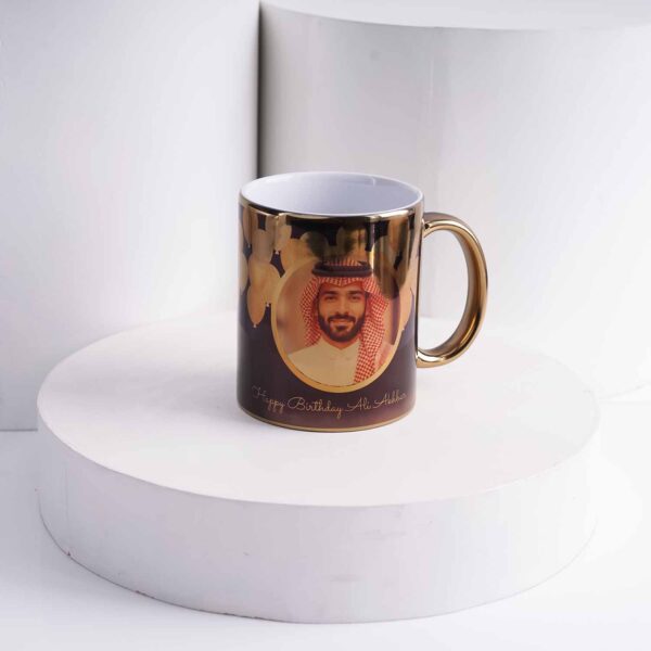 كوب لون فضي وأسود مخصص بصورة شخصية
